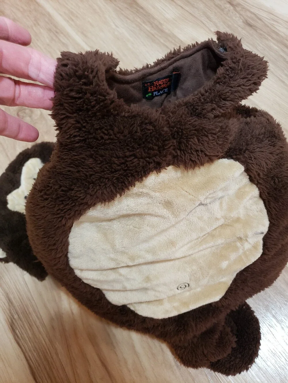 Brown Plush Fluffy Easy On Monkey Body Costume Matching Hat And Slippers 6-18 M